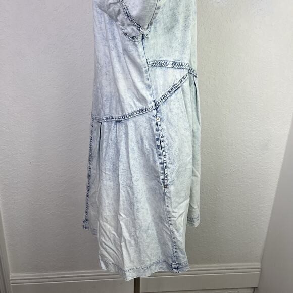 We The Free Free People Hannah Acid Washed Mini Denim Dress Size M, bohemian - Picture 8 of 10